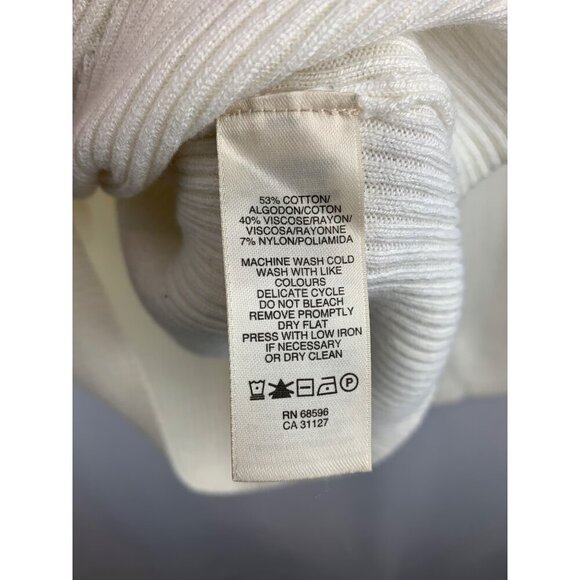 DKNY Jeans Womens White Ribbed V-Neck Long Sleeve Sweater Size S - Picture 3 of 6